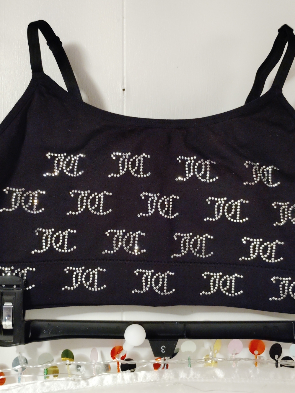 Black Studded Logo Crop Tank Top